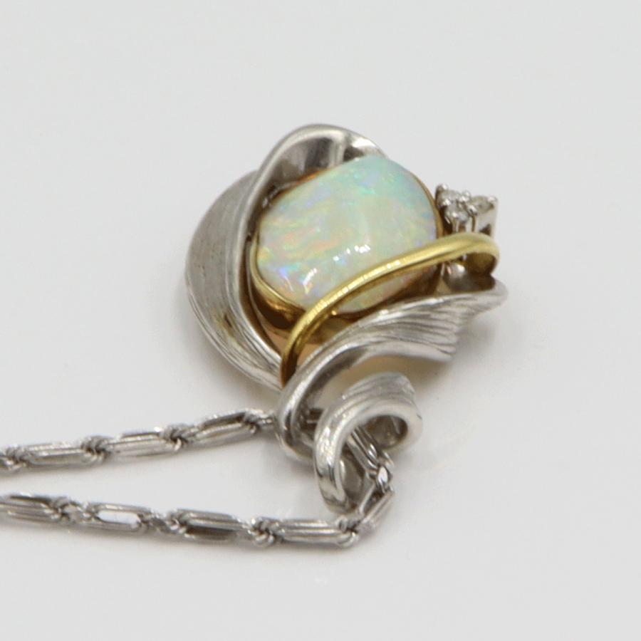 Pt850/Pt900/K18オパールペンダントネックレス　OP3.84ct　ネックレス長さ49cm　重量17.64ｇ(石の重量含む)（中古）