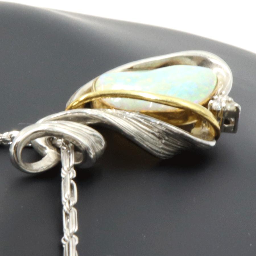 Pt850/Pt900/K18オパールペンダントネックレス　OP3.84ct　ネックレス長さ49cm　重量17.64ｇ(石の重量含む)（中古）