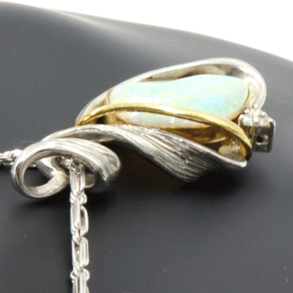 Pt850/Pt900/K18オパールペンダントネックレス　OP3.84ct　ネックレス長さ49cm　重量17.64ｇ(石の重量含む)（中古）