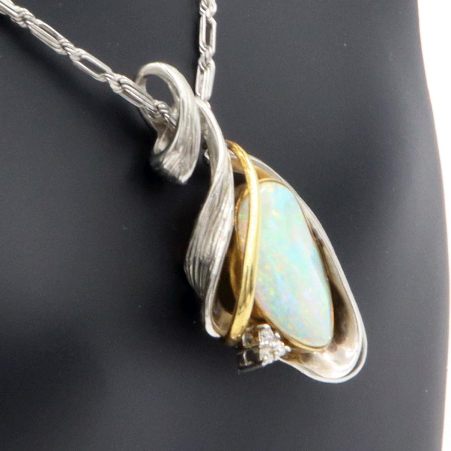 Pt850/Pt900/K18オパールペンダントネックレス　OP3.84ct　ネックレス長さ49cm　重量17.64ｇ(石の重量含む)（中古）