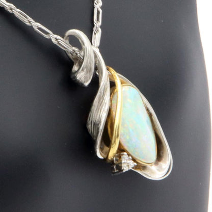 Pt850/Pt900/K18オパールペンダントネックレス　OP3.84ct　ネックレス長さ49cm　重量17.64ｇ(石の重量含む)（中古）