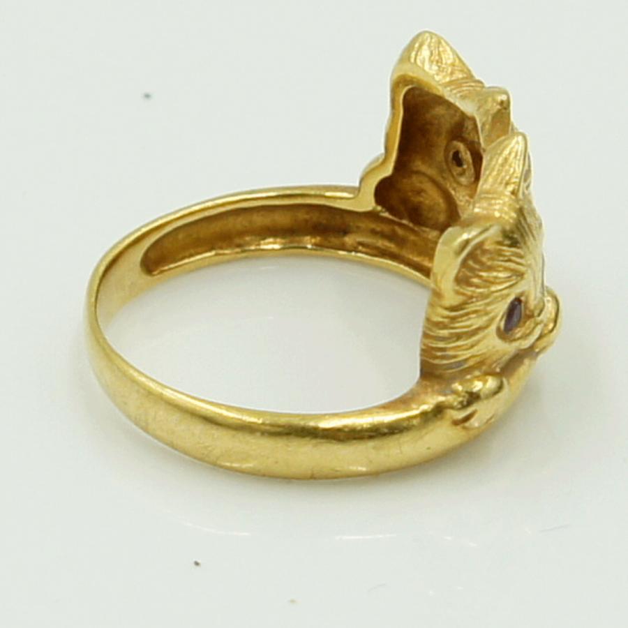 K18ルビーサファイアリング「キャット」リングサイズ7号　3.54ｇ（中古