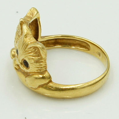 K18ルビーサファイアリング「キャット」リングサイズ7号　3.54ｇ（中古