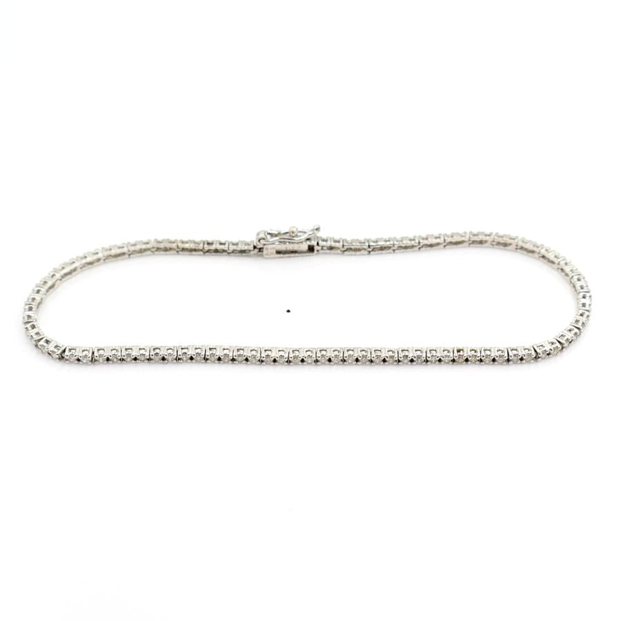 K18WGダイヤモンドブレスレット　D1.00ct　長さ17.0cm　重量4.38ｇ(石の重量含む)（中古）