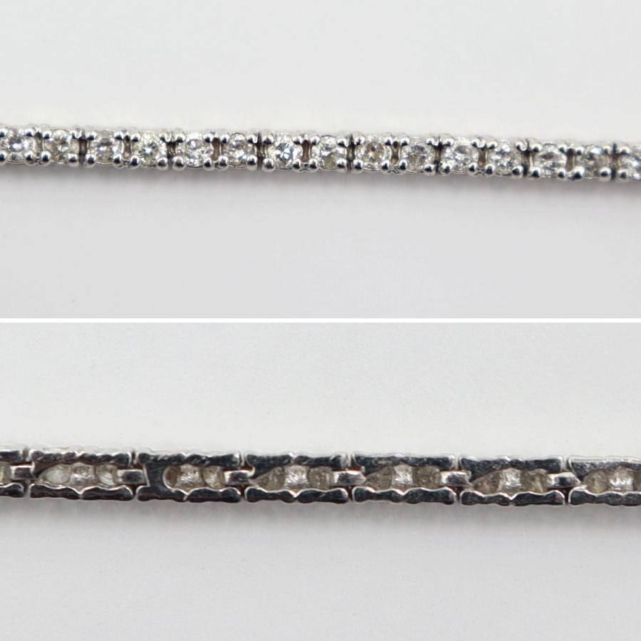 K18WGダイヤモンドブレスレット　D1.00ct　長さ17.0cm　重量4.38ｇ(石の重量含む)（中古）