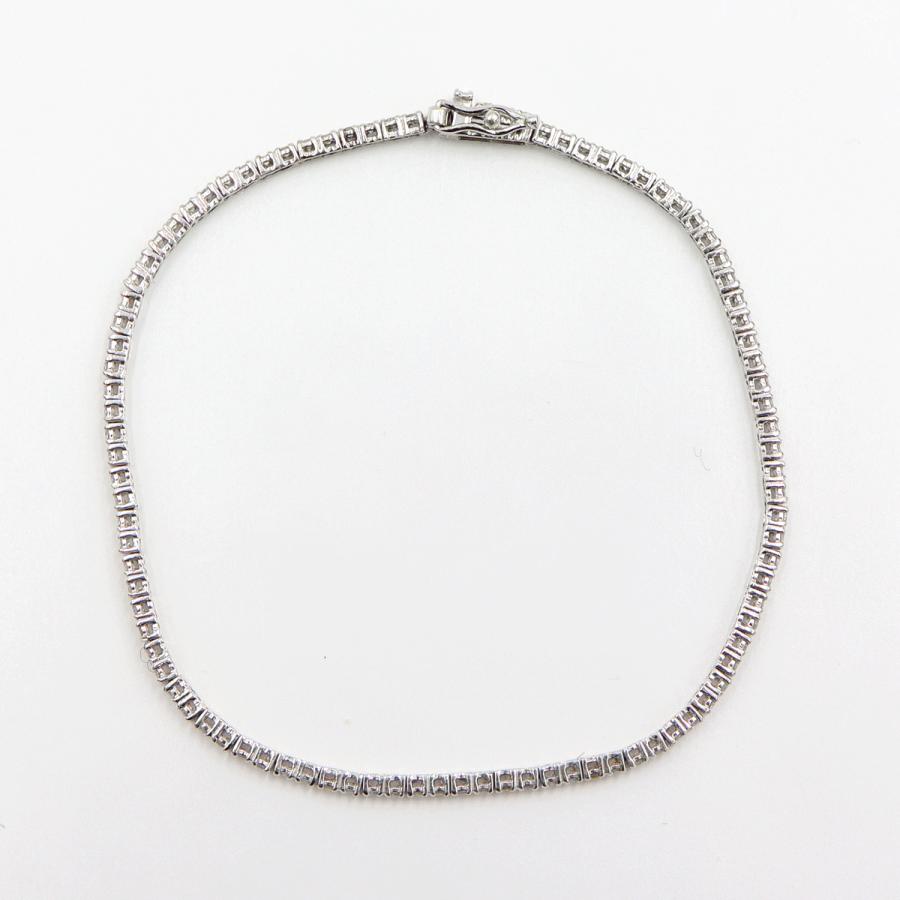 K18WGダイヤモンドブレスレット　D1.00ct　長さ17.0cm　重量4.38ｇ(石の重量含む)（中古）