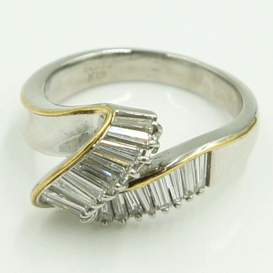 Pt900/K18ダイヤモンドリング　D.1.00ct　リングサイズ14号　重量8.73ｇ(石の重量含む)（中古）