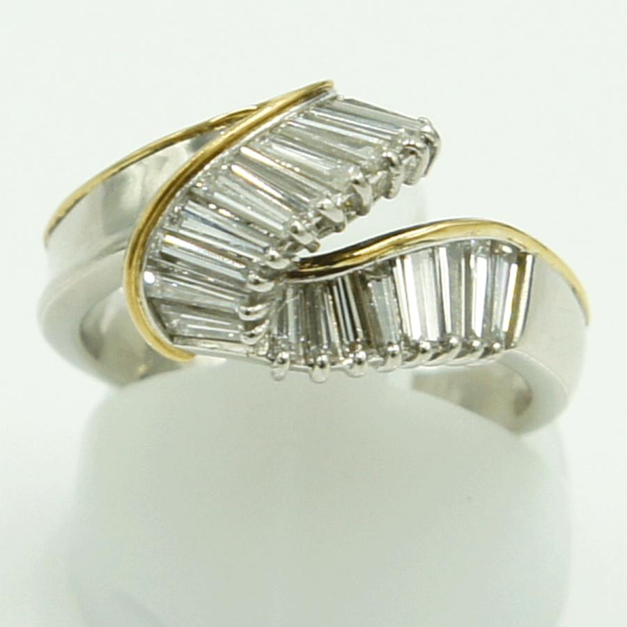 Pt900/K18ダイヤモンドリング　D.1.00ct　リングサイズ14号　重量8.73ｇ(石の重量含む)（中古）