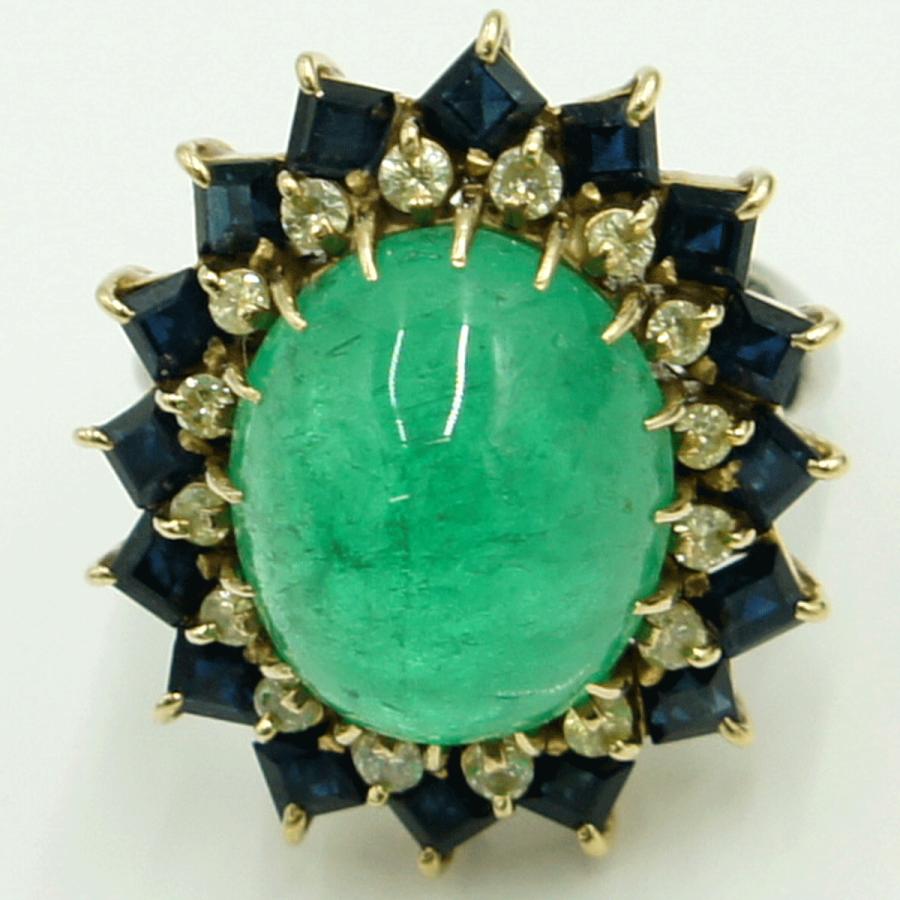 Pt900/K18エメラルドリング　E12.08ct　S2.73ct　D0.48ct　リングサイズ12号　重量15.13ｇ(石の重量含む)　レディース（中古