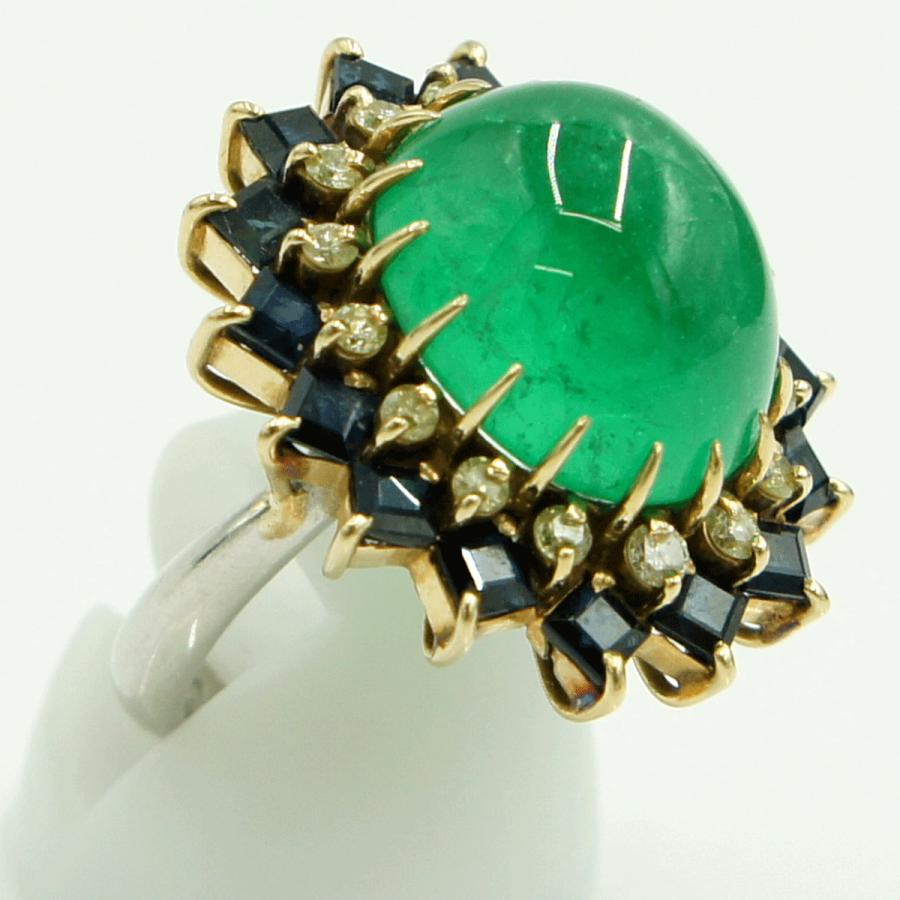 Pt900/K18エメラルドリング　E12.08ct　S2.73ct　D0.48ct　リングサイズ12号　重量15.13ｇ(石の重量含む)　レディース（中古