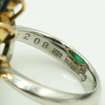 Pt900/K18エメラルドリング　E12.08ct　S2.73ct　D0.48ct　リングサイズ12号　重量15.13ｇ(石の重量含む)　レディース（中古
