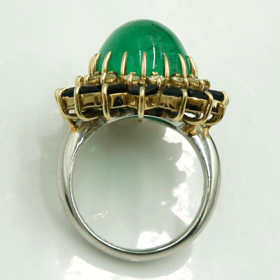 Pt900/K18エメラルドリング　E12.08ct　S2.73ct　D0.48ct　リングサイズ12号　重量15.13ｇ(石の重量含む)　レディース（中古