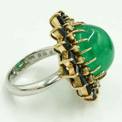 Pt900/K18エメラルドリング　E12.08ct　S2.73ct　D0.48ct　リングサイズ12号　重量15.13ｇ(石の重量含む)　レディース（中古