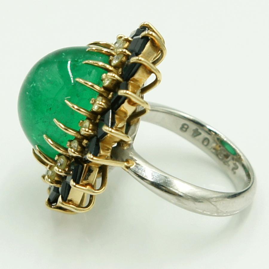 Pt900/K18エメラルドリング　E12.08ct　S2.73ct　D0.48ct　リングサイズ12号　重量15.13ｇ(石の重量含む)　レディース（中古