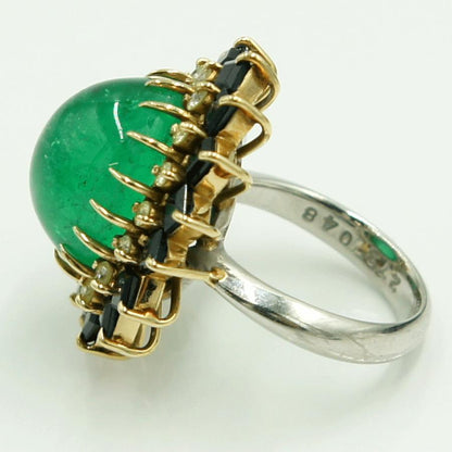 Pt900/K18エメラルドリング　E12.08ct　S2.73ct　D0.48ct　リングサイズ12号　重量15.13ｇ(石の重量含む)　レディース（中古