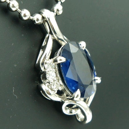Pt900サファイアダイヤモンドペンダントトップ　S2.03ct　D0.11ct　重量3.52ｇ(石の重量含む)　レディース（中古）