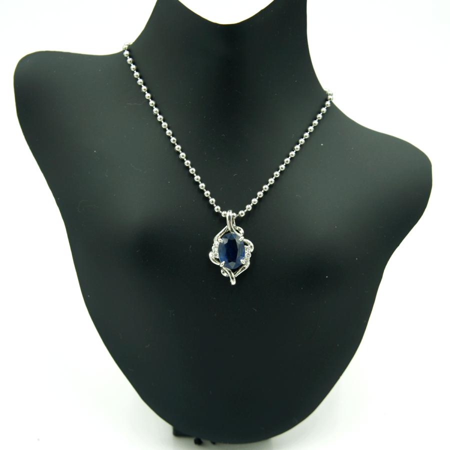 Pt900サファイアダイヤモンドペンダントトップ　S2.03ct　D0.11ct　重量3.52ｇ(石の重量含む)　レディース（中古）