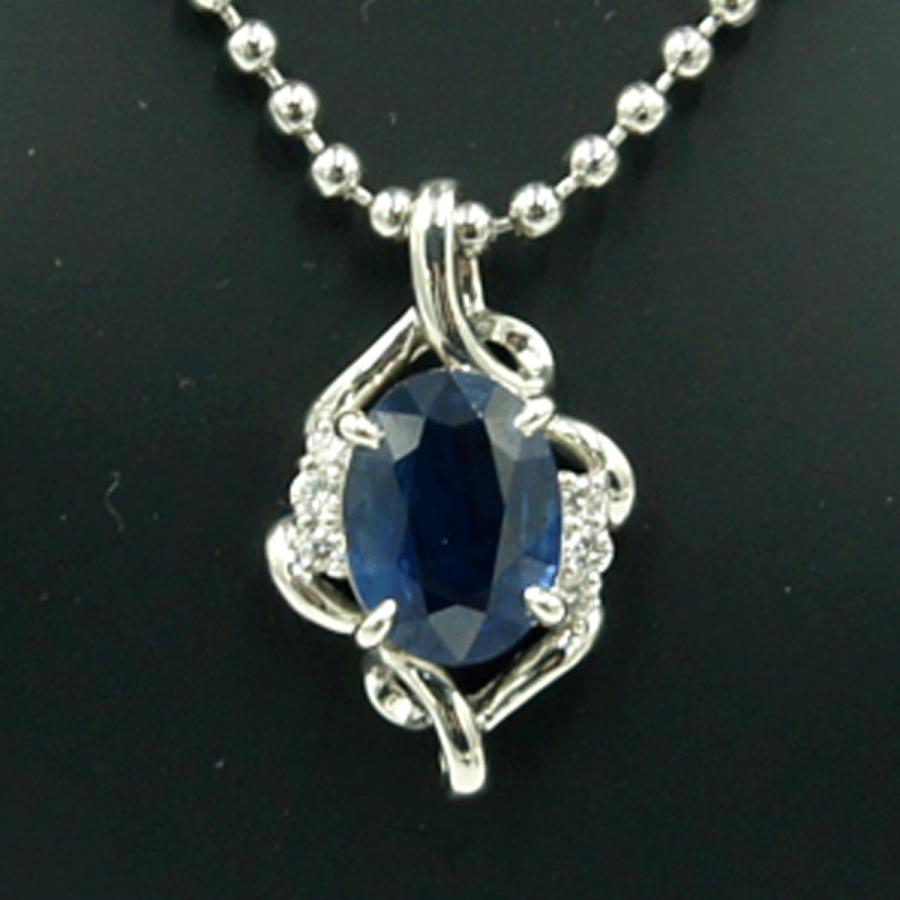 Pt900サファイアダイヤモンドペンダントトップ　S2.03ct　D0.11ct　重量3.52ｇ(石の重量含む)　レディース（中古）