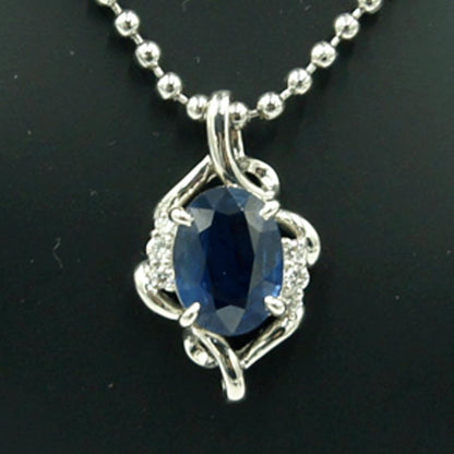 Pt900サファイアダイヤモンドペンダントトップ　S2.03ct　D0.11ct　重量3.52ｇ(石の重量含む)　レディース（中古）
