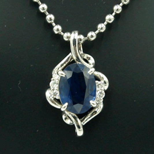 Pt900サファイアダイヤモンドペンダントトップ　S2.03ct　D0.11ct　重量3.52ｇ(石の重量含む)　レディース（中古）