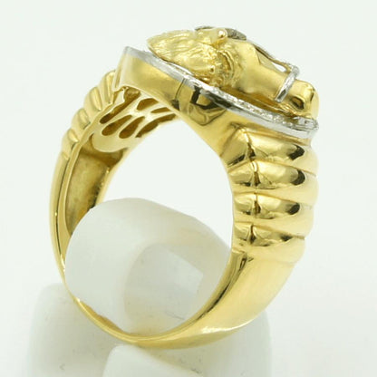 K18/Pt900ダイヤモンドリング　「ホース」　D0.15ct　リングサイズ18号　重量12.00ｇ(石の重量含む)（中古）