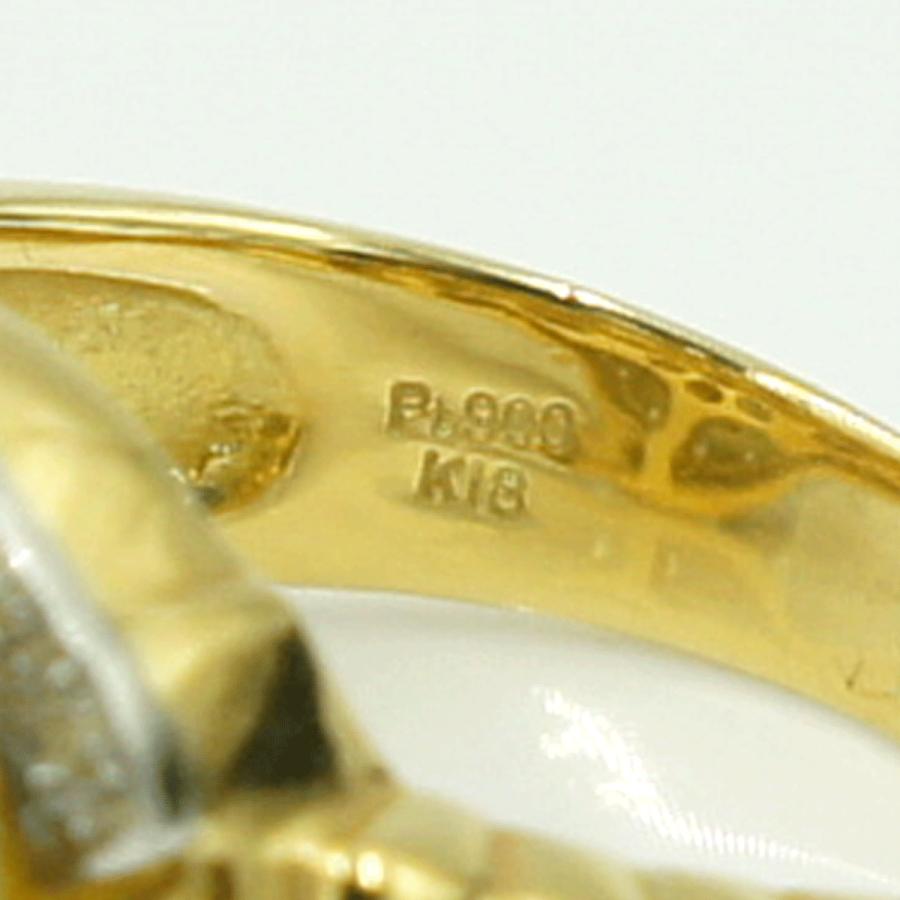 K18/Pt900ダイヤモンドリング　「ホース」　D0.15ct　リングサイズ18号　重量12.00ｇ(石の重量含む)（中古）