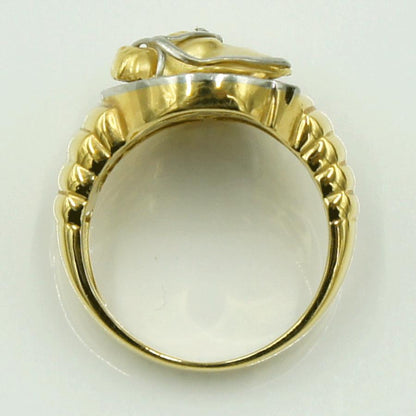 K18/Pt900ダイヤモンドリング　「ホース」　D0.15ct　リングサイズ18号　重量12.00ｇ(石の重量含む)（中古）