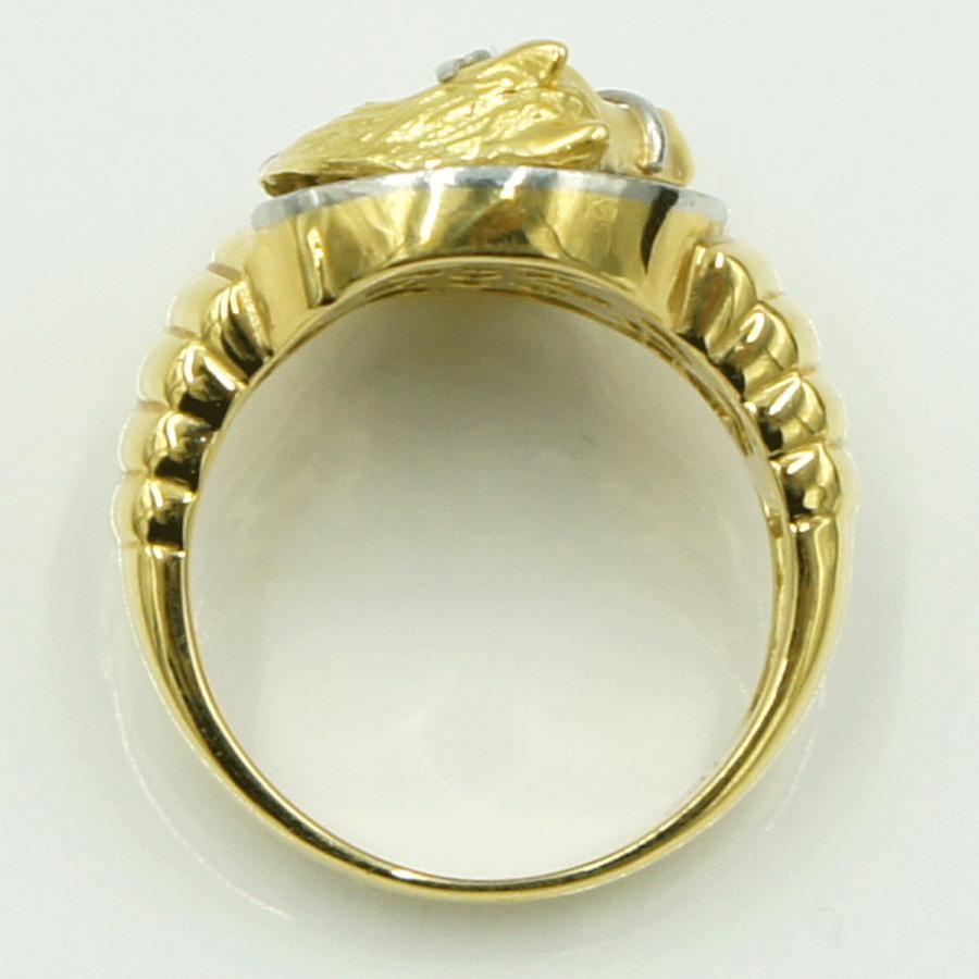 K18/Pt900ダイヤモンドリング　「ホース」　D0.15ct　リングサイズ18号　重量12.00ｇ(石の重量含む)（中古）