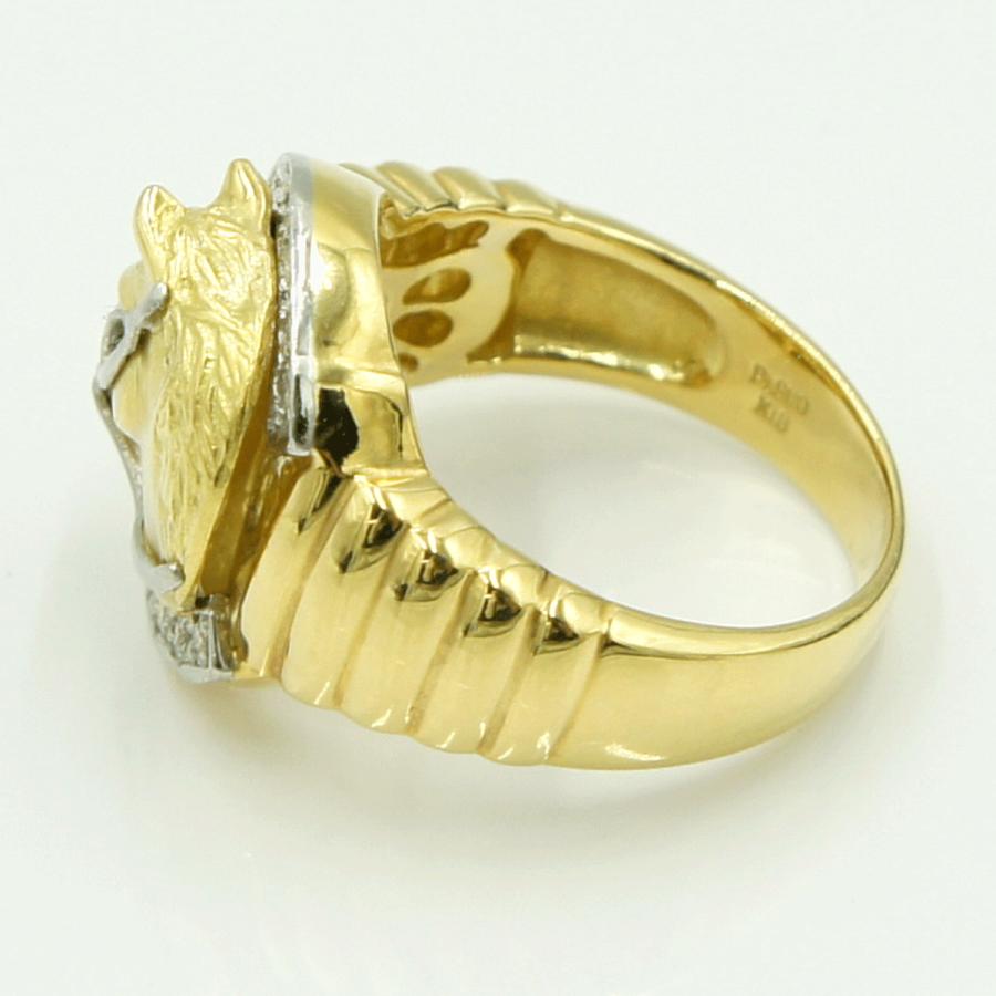 K18/Pt900ダイヤモンドリング　「ホース」　D0.15ct　リングサイズ18号　重量12.00ｇ(石の重量含む)（中古）