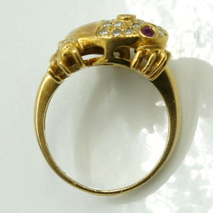 K18/Pt900ルビーリング　「フロッグ」　R0.07　D0.26ct　リングサイズ12号　重量7.29ｇ(石の重量含む)　レディース　カエル（中古）