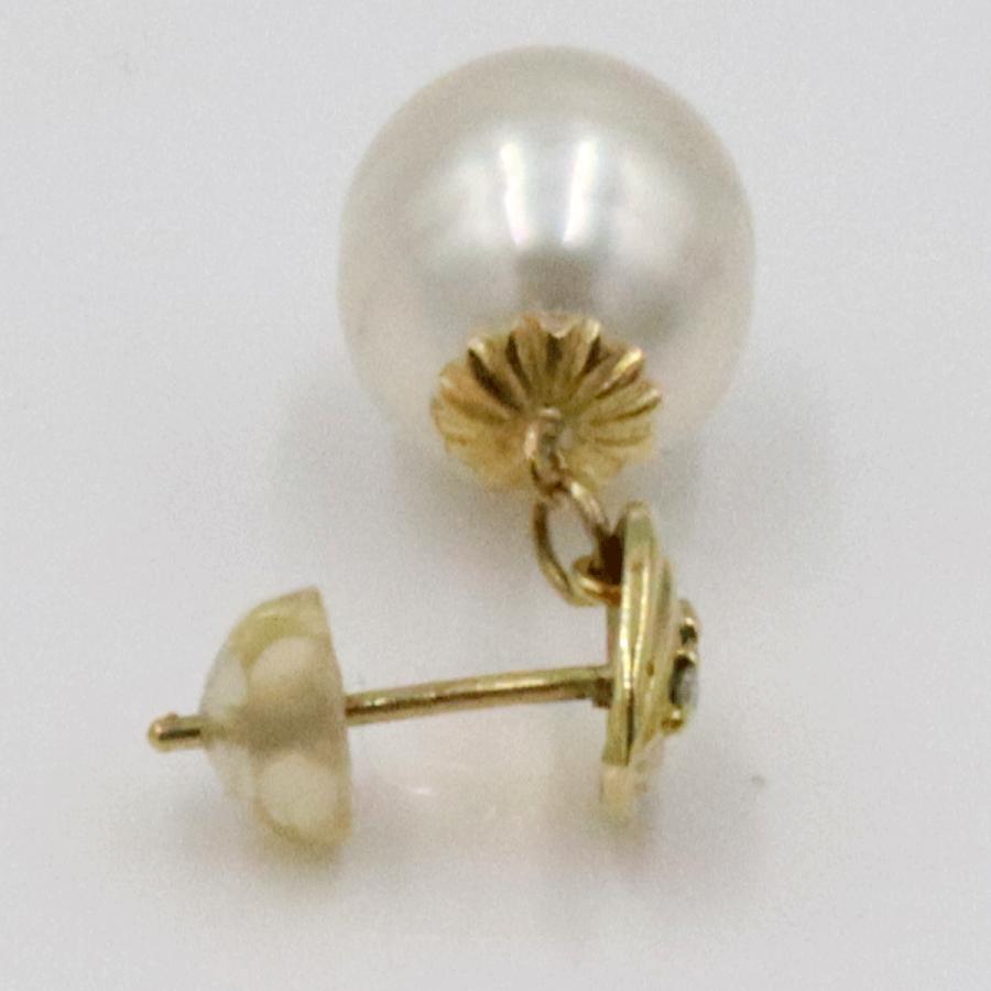 K18南洋真珠ダイヤモンドピアス　D0.045ct　D0.045ct　重量5.64ｇ(両耳合計) （中古）