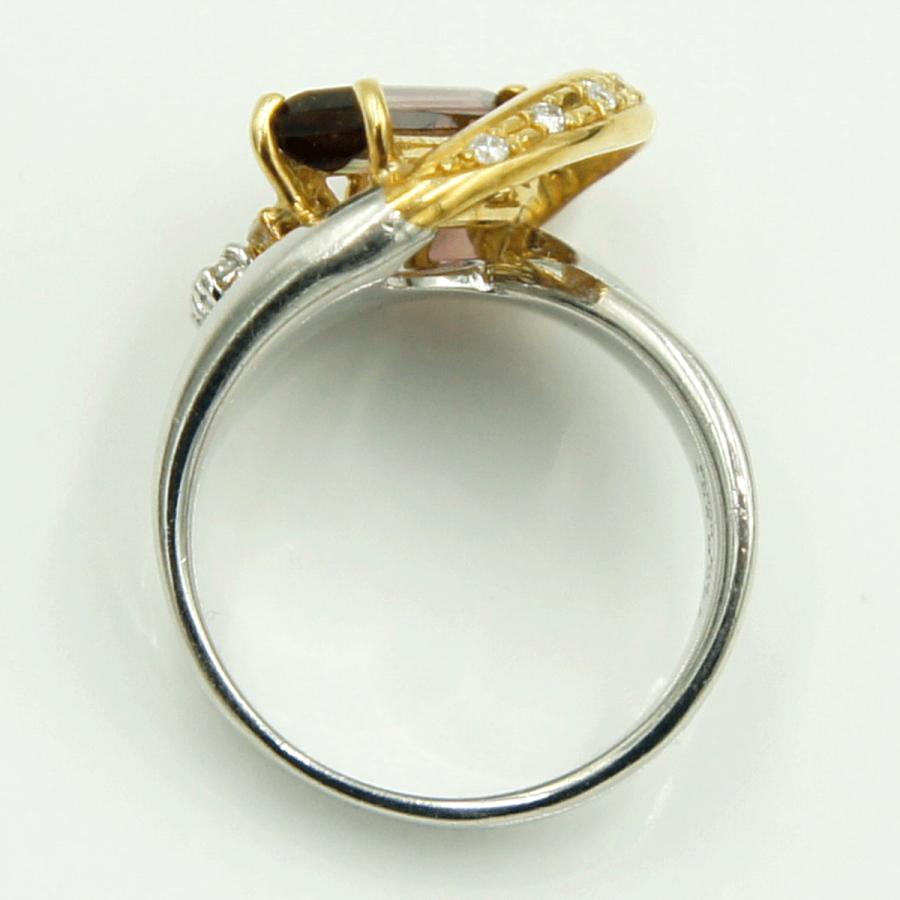 Pt900/K18トルマリンダイヤモンドリング　T1.83ct　D0.27ct　リングサイズ13号　重量13.42ｇ(石の重量含む)　レディース（中古）