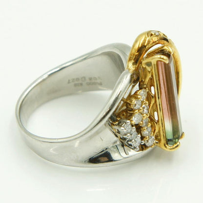 Pt900/K18トルマリンダイヤモンドリング　T1.83ct　D0.27ct　リングサイズ13号　重量13.42ｇ(石の重量含む)　レディース（中古）