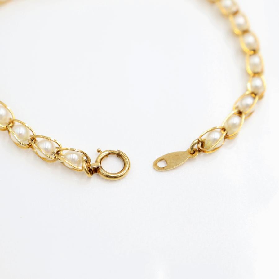 K18パールブレスレット　ブレスレットサイズ約18cm　重量5.27ｇ(石の重量含む)（中古）