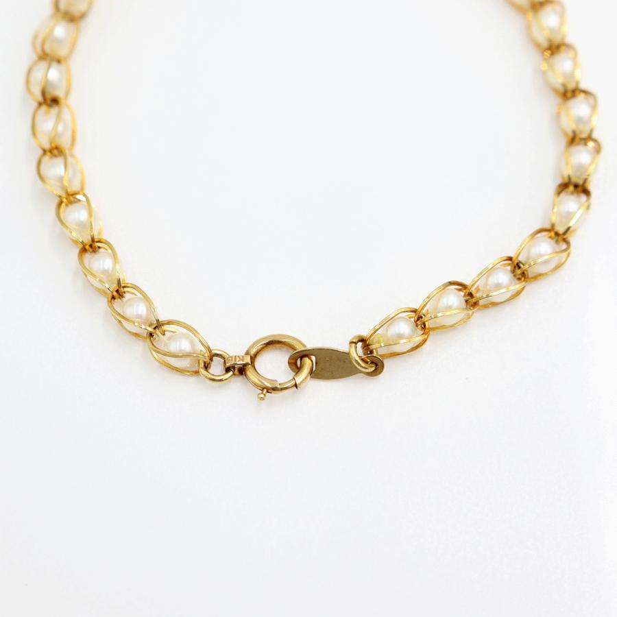 K18パールブレスレット　ブレスレットサイズ約18cm　重量5.27ｇ(石の重量含む)（中古）