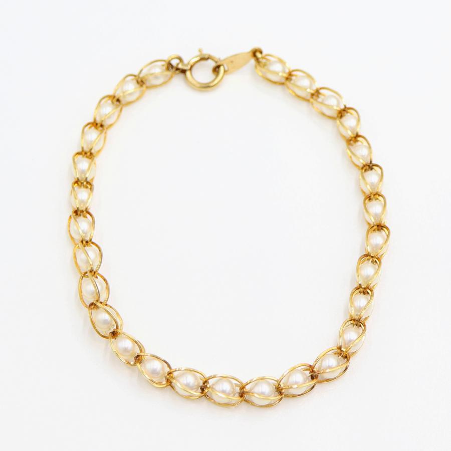 K18パールブレスレット　ブレスレットサイズ約18cm　重量5.27ｇ(石の重量含む)（中古）