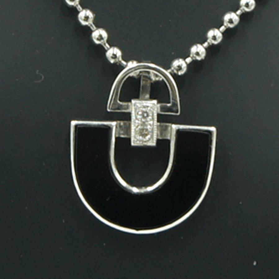 K14WGオニキスダイヤモンドペンダントトップ　重量2.04ｇ　レディース（中古）