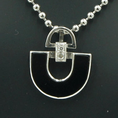 K14WGオニキスダイヤモンドペンダントトップ　重量2.04ｇ　レディース（中古）