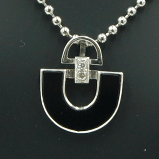 K14WGオニキスダイヤモンドペンダントトップ　重量2.04ｇ　レディース（中古）