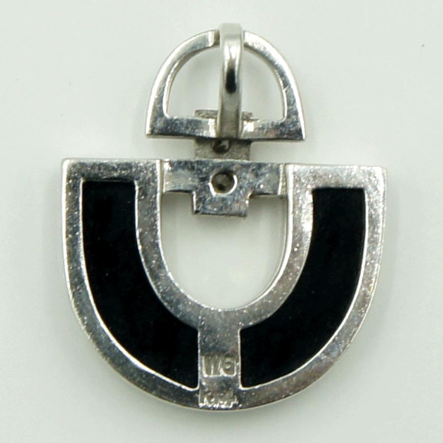 K14WGオニキスダイヤモンドペンダントトップ　重量2.04ｇ　レディース（中古）