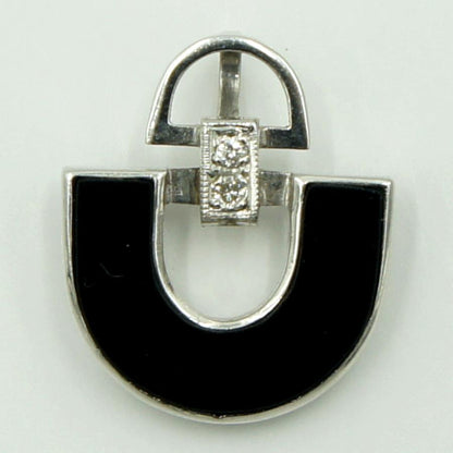 K14WGオニキスダイヤモンドペンダントトップ　重量2.04ｇ　レディース（中古）