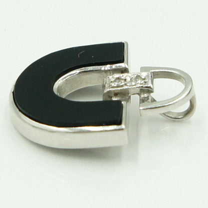 K14WGオニキスダイヤモンドペンダントトップ　重量2.04ｇ　レディース（中古）