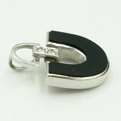 K14WGオニキスダイヤモンドペンダントトップ　重量2.04ｇ　レディース（中古）