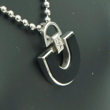 K14WGオニキスダイヤモンドペンダントトップ　重量2.04ｇ　レディース（中古）