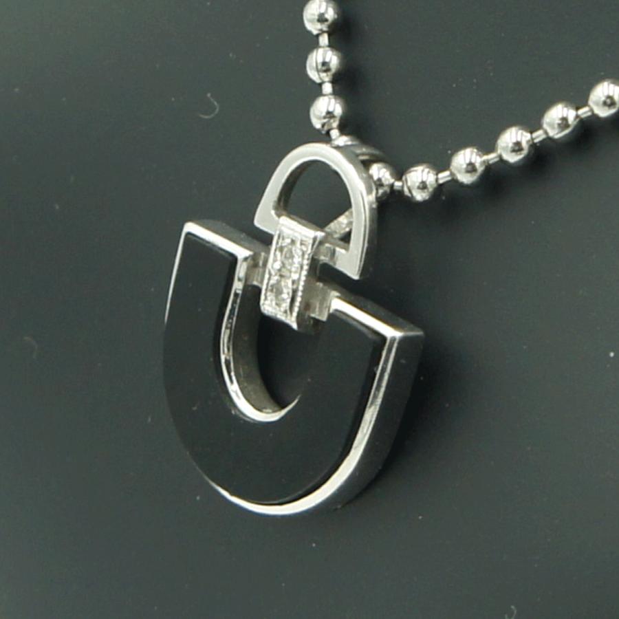 K14WGオニキスダイヤモンドペンダントトップ　重量2.04ｇ　レディース（中古）