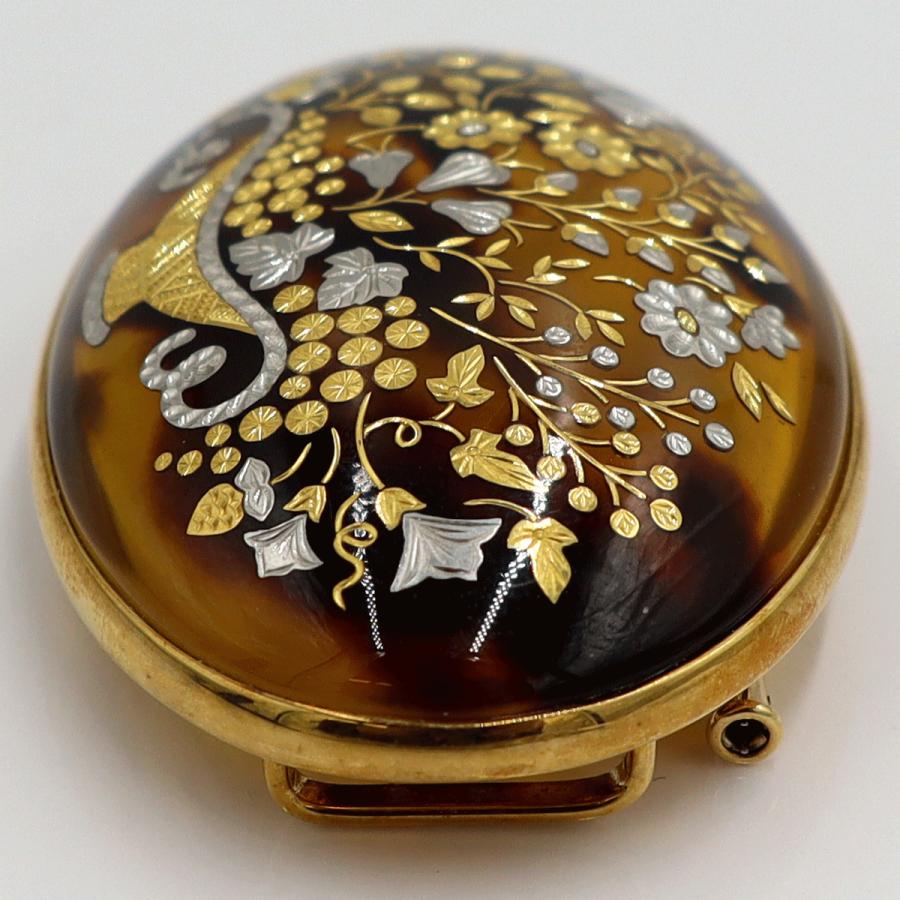 塩島敏彦 ピクゥエ(Pique) K18べっ甲帯留　重量20.05ｇ　フラワー　レディース（中古）