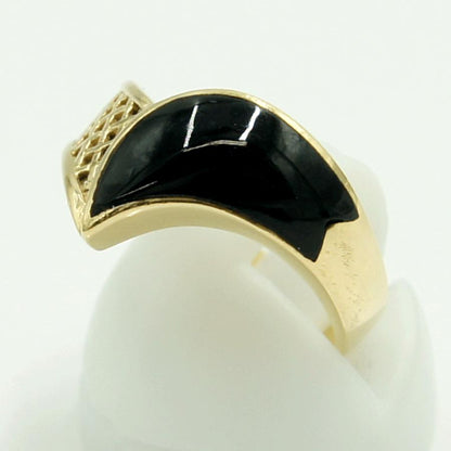 K18オニキスリング　リングサイズ12号　重量4.37ｇ(石の重量含む)　レディース（中古