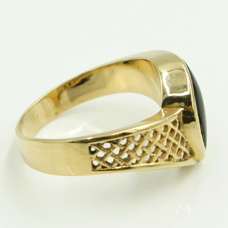 K18オニキスリング　リングサイズ12号　重量4.37ｇ(石の重量含む)　レディース（中古