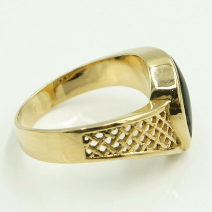 K18オニキスリング　リングサイズ12号　重量4.37ｇ(石の重量含む)　レディース（中古