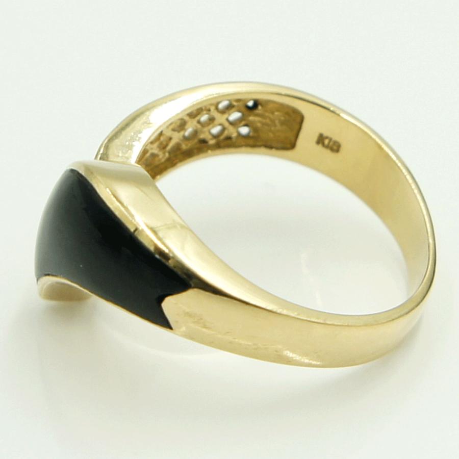 K18オニキスリング　リングサイズ12号　重量4.37ｇ(石の重量含む)　レディース（中古